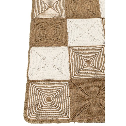 J-line tapijt Vierkanten Geweven - kunststof - wit/naturel