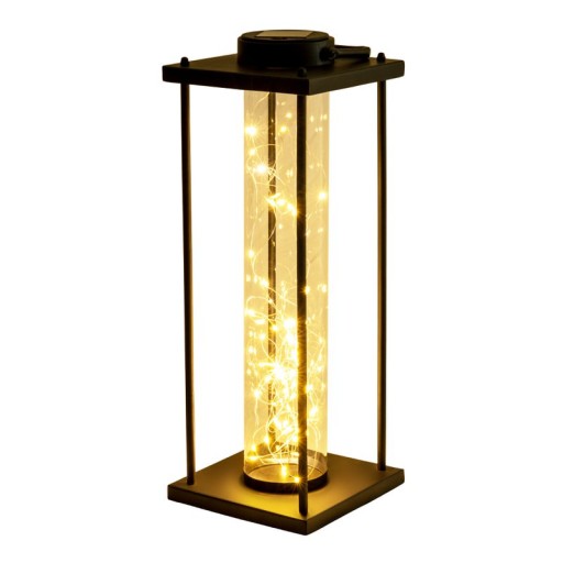 LED solar light "Fairylight" for terrace and balcony, made of black metal and glass, firmly built -in LEDs, decoration lamp for outside 51.5 cm high