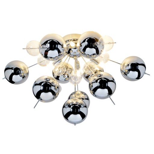 Ceiling lamp "explosion" chrome made of metal and glass, G9 versions, ceiling lamp for dining room, living room, hallway or office, Ø57 cm