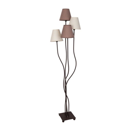 Textile standing lamp 4-flame "boho", floor lamp in beige/brown, with E14 socket, for dining room, living room, hallway or office, 138 cm high