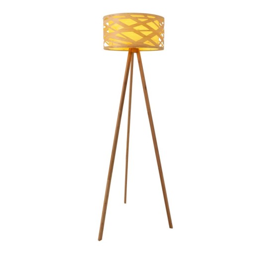 Standing lamp "Finja" made of natural-colored plastic/Holzimitation, with E27 version Lighting for living room, dining room or office, 148 cm high