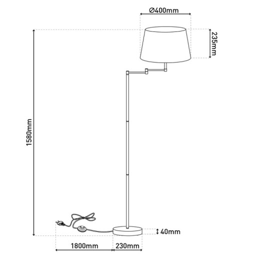 Standing lamp "Bologna" height 158 cm made of metal in matt brass, Beier Textalspreul, E27