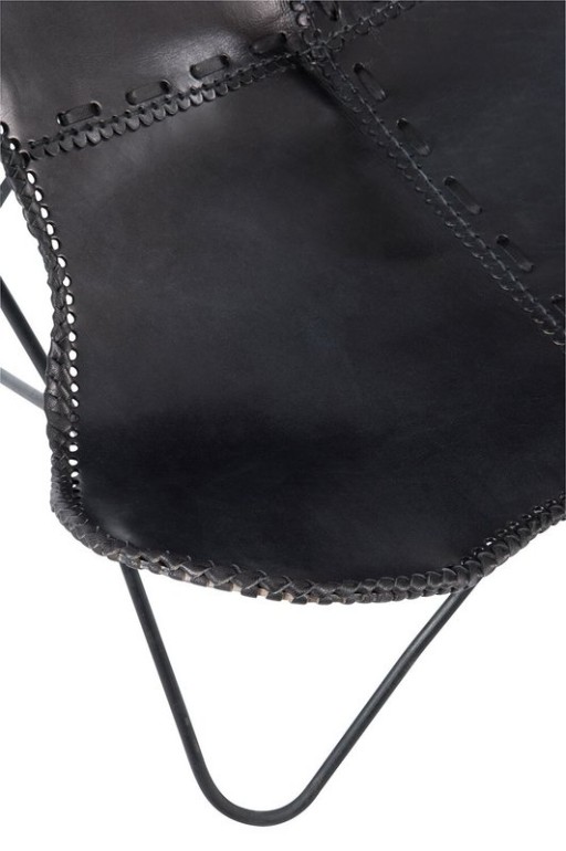J-Line Lounge chair - leather/metal - black