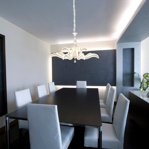 LED crown "Ludwig" white Ø 66cm, with firmly installed LEDs, metal in white