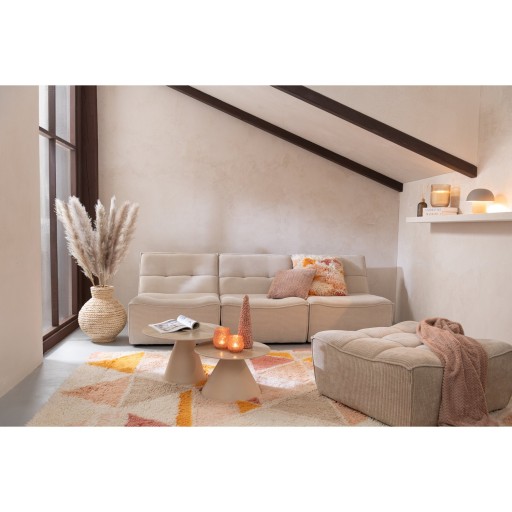 J-Line Poef Grid Populierenhout/Schuim Beige