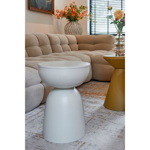 Elliot Bijzettafel - H45 x Ø32 cm - IJzer - Off-white