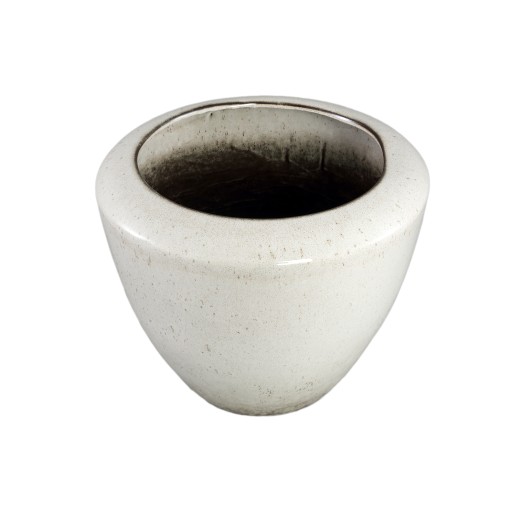 Kyleigh Beige Round Ceramic Pot Smooth Low M