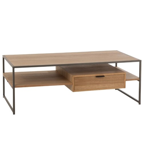 J-Line TV Kast | 1 Lade | Hout & Metaal | Naturel | 120x60x42,5 cm – Modern Design - Product afbeelding