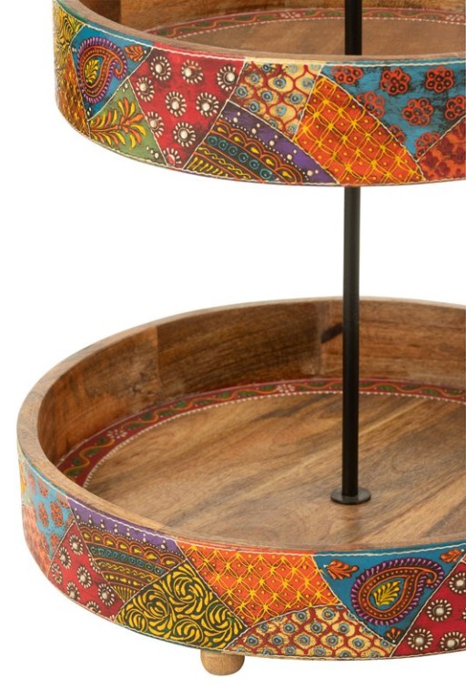 J-Line Tray 2 Levels Delhi Mango Wood Mix