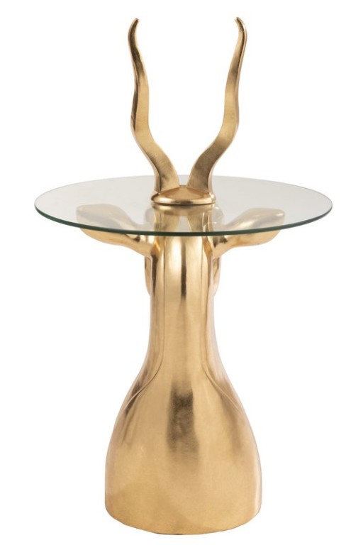 J-Line Side table Antelope Resin/Glass Gold