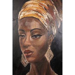 Jeorgia Black Canvas Wall Panel Shiny Gold Woman