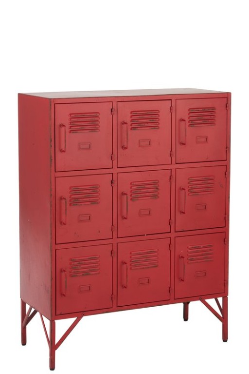 J-Line Cabinet 9 Drawers Metal Red
