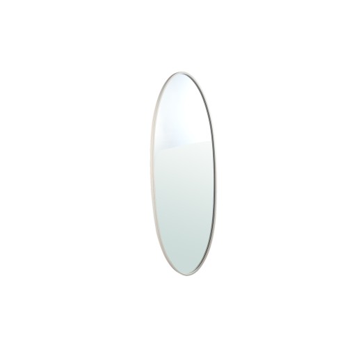 Serine White Steel Oval Mirror Small