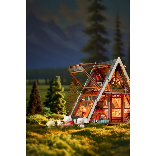 Robotime, DIY miniatuurhuis, A-Frame Cabin, DG181, 24,6x22,2x21,8 cm