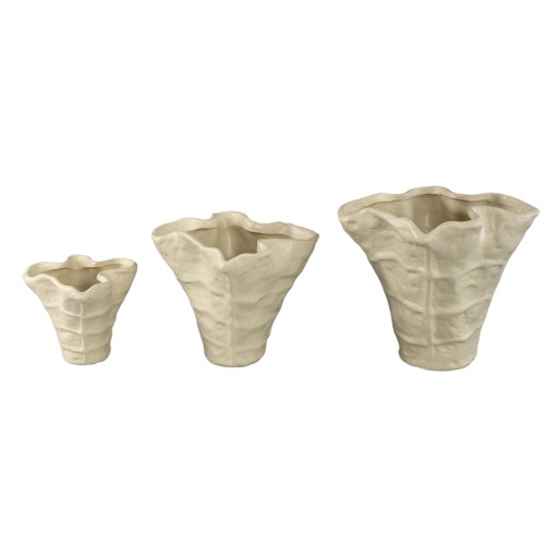 Reff Cream Matt Ceramic Wavy Shaped Pot L