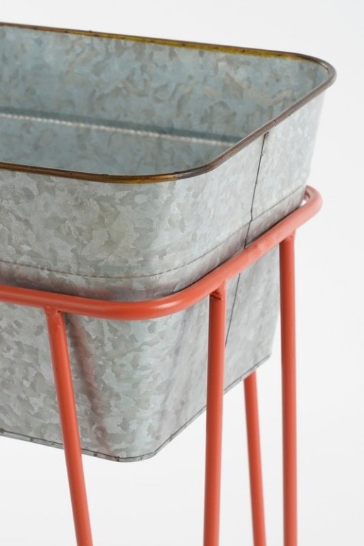 Stanly flowerpot on standard - Set of 2 - L42 x B21 x H46 - Metal - Peach