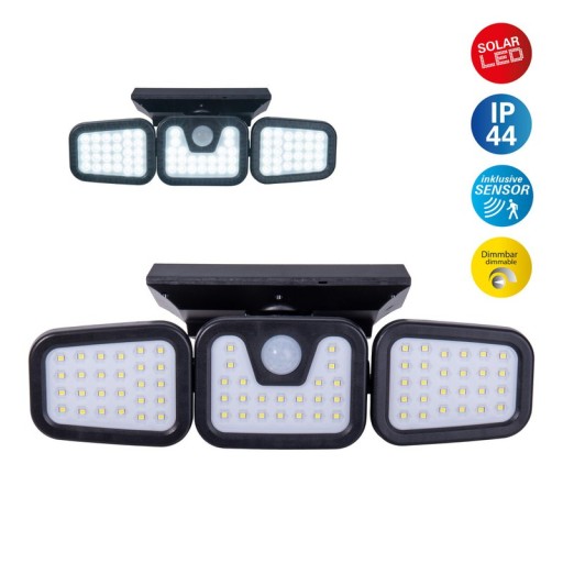 LED Solar Außenwandleuchte "Pacita", Multifunktionsleuchte Außenwandlampe aus Kunststoff in Schwarz, 28,3 x 13,5 x ca. 11 cm