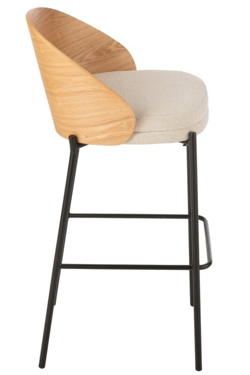 J-Line Bar stool Lone Plywood/Metal Natural/Beige
