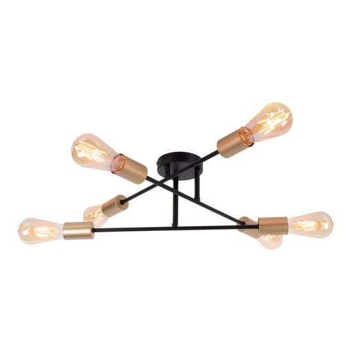 Ceiling light "Modo" 6-flame made of metal in black, versions gold, E27 socket, ceiling lamp for living room, dining room, kitchen, hallway, hallway or office with a Øvon 54.5 cm