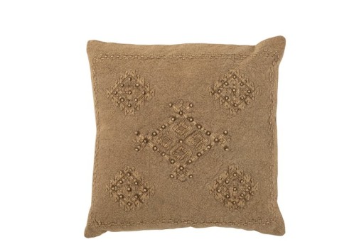 J-Line cushion Embroidery - cotton - brown