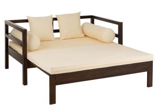 J-Line Conie sofa bed - mattress + 4 pillows - wood - dark brown