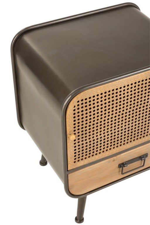 J-Line side table 1 drawer - metal/wood - black/natural