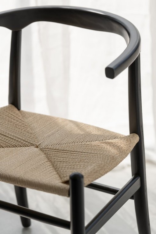 J-Line Chair Tone Beech Wood/Rope Black