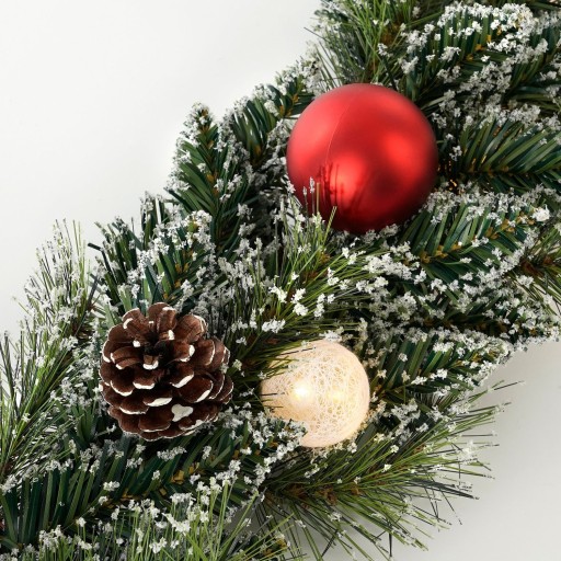 Kaprun Guirlande met Warm Witte LED Verlichting - L180 cm - Groen Frosted, Rood