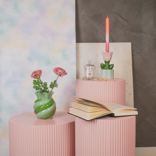 Vase- Swirl- Stoneware - Mint/ Green- 13x13x15.5cm