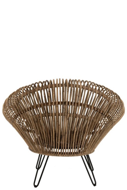 J-Line Lounge Vivi Rattan chair with cushion - jute/metal - natural