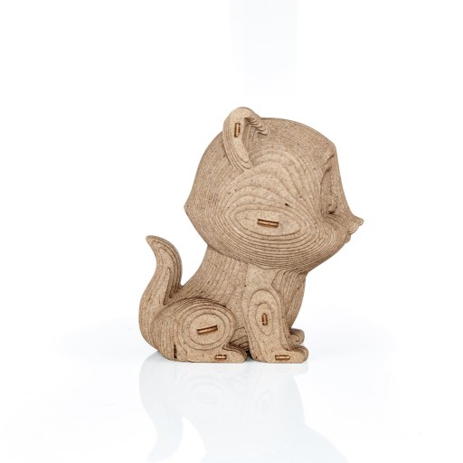 Eco Wood Art (EWA) 3D Houten Bouwset Spaarpot Kat/Cat, 3793, 13,6x12,7x14,1cm