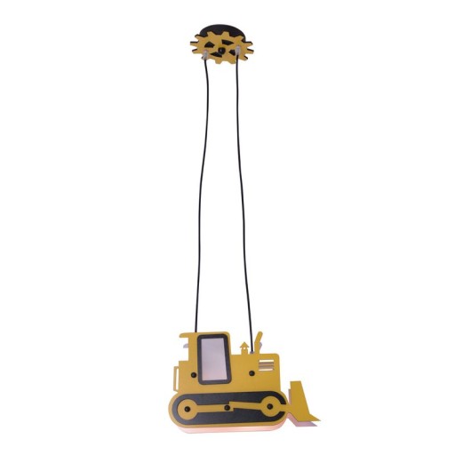 Die Pendelleuchte Planierraupe "Carter" ist die perfekte Hängelampe fürs Kinderzimmer. Sie besteht aus bemaltem Holz und ist mit einer E27-Fassung ausgestattet.