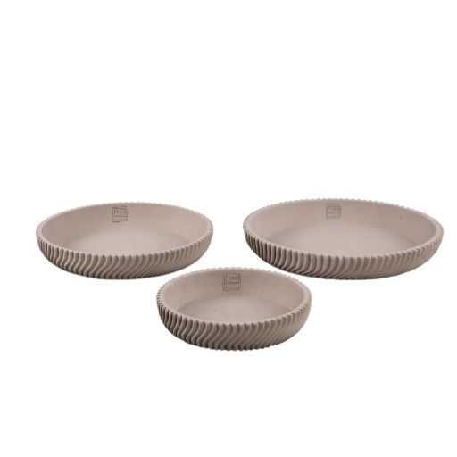 Lianna Beige Cement Round Bowl With Line Pattern M