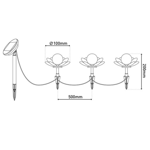 Solar-deco-earthspieß 3 Set "Lule" Ø approx. 10 cm, approx. 20 cm high, stainless steel, glass with a crackle effect