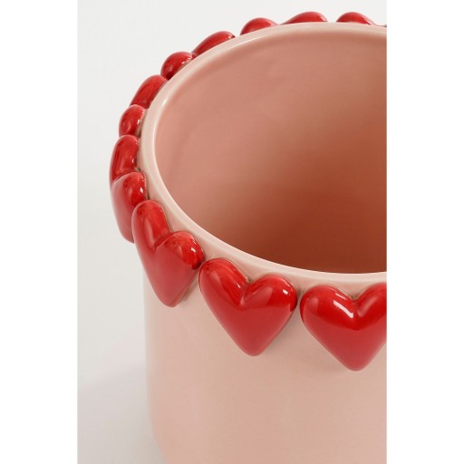 Bloempot met Hartjes - H18 x Ø21 cm - Dolomiet - Roze, Rood