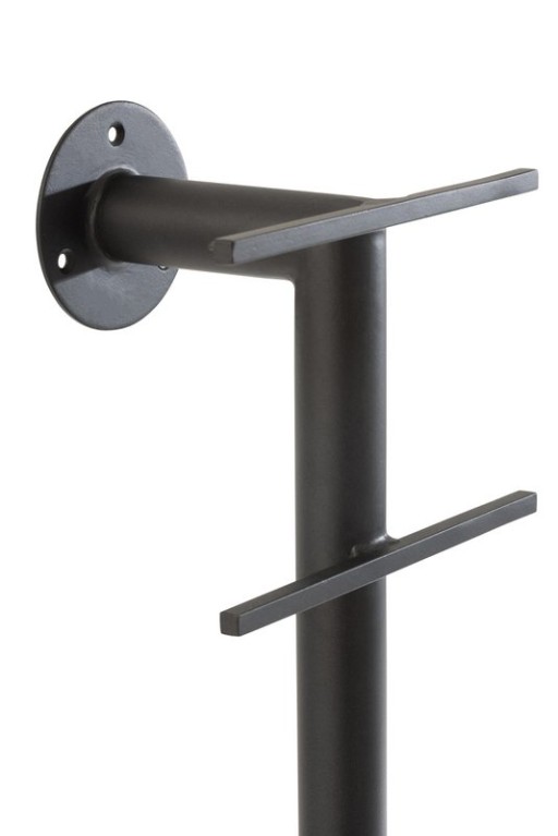 J -line mirror + wall shelf - iron/glass - white/black - 185 cm high