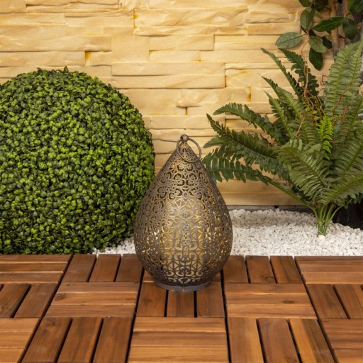 LED decol light 27.8 cm high in antique gold, for outside, made of metal and plastic, with integrated LED