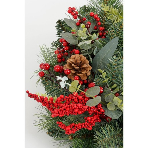 Harvey Kerstkrans met Dennenappels - H11 x Ø40 cm - Rood