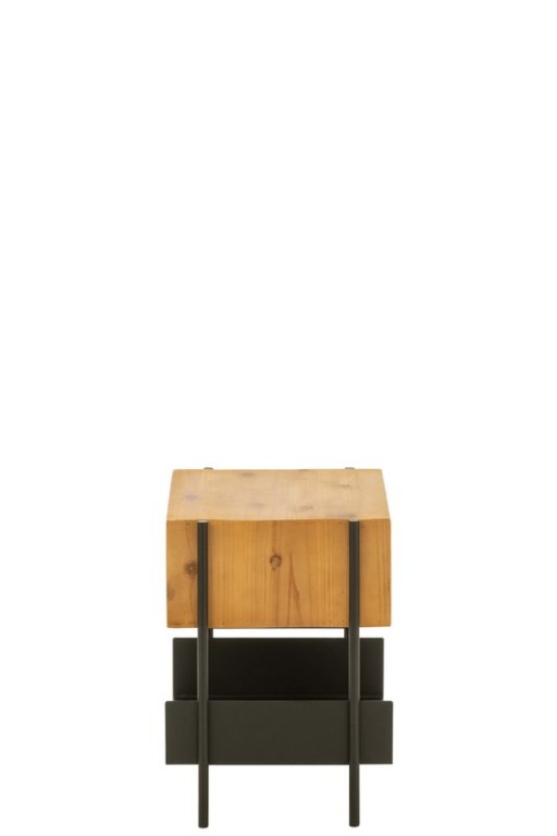 J-Line Tina bedside table - wood/metal - natural/black
