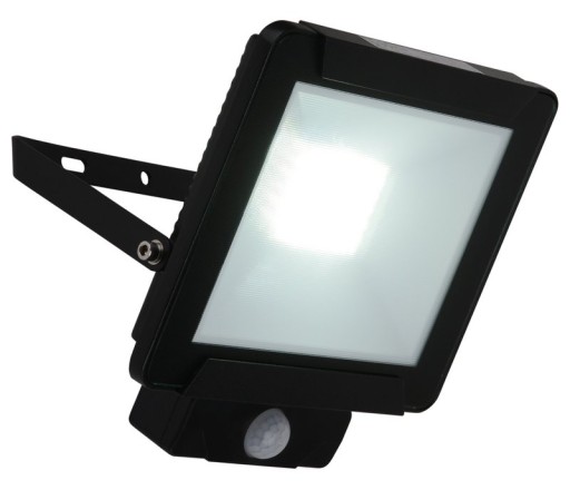 LED outer light "Radia" 30W with sensor, made of metal and glass in black, with integrated LED
