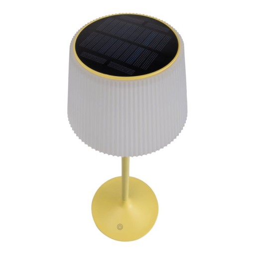 Solar battery lamp "Emmi" 38 cm high, umbrella Ø 13 cm, metal in yellow and white plastic, for the outdoor area, dimmable CCT.