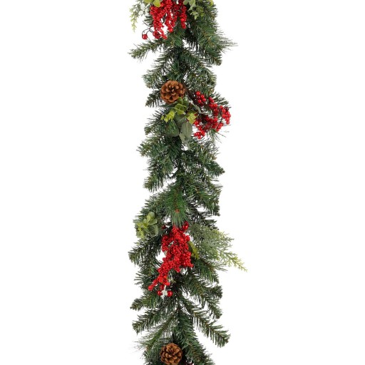 Harvey Guirlande met Dennenappels - L180 x B15 x H11 cm - Groen, Rood