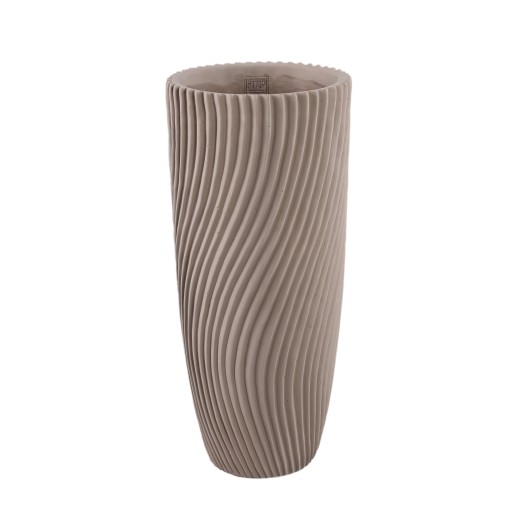 Lianna Keramische Vaas | Beige Cement | Rond met Lijnenpatroon L, 22x50x22 cm - Product afbeelding