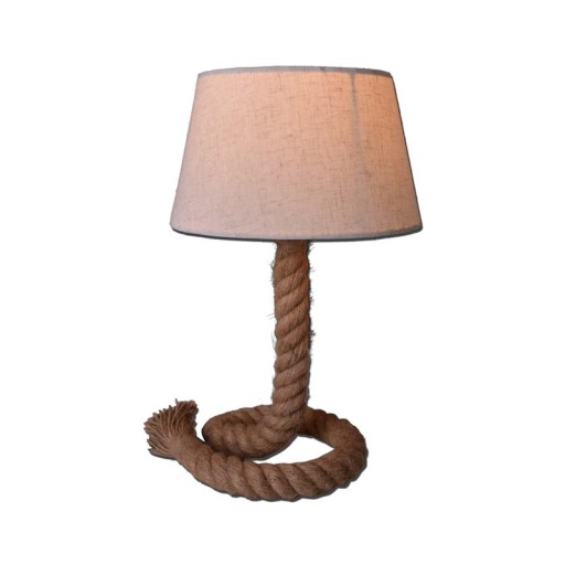 Table lamp with text blower "Rope", table lamp made of metal, plastic, jute and textile in white, with E14 version, for living rooms, hallway or office, 40 cm high