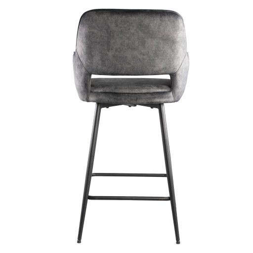 Fal LOW Velvet Anthracite Bar Stool Black Metal Le