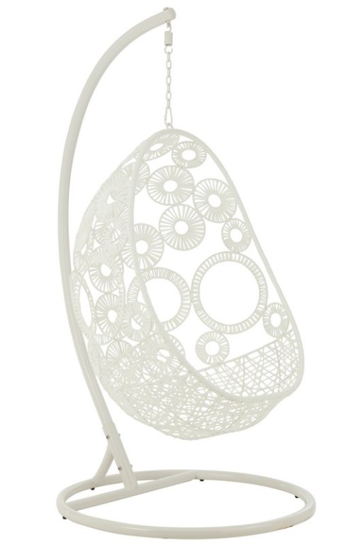 J-Line Hanging Chair + Cushions Bula Metal/Cane White