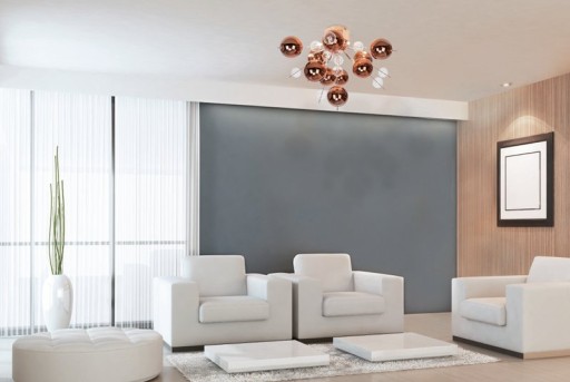 Ceiling light "Explosion" Metal and glass, G9 versions, ceiling lamp for dining room, living room, hallway or office, Ø57 cm