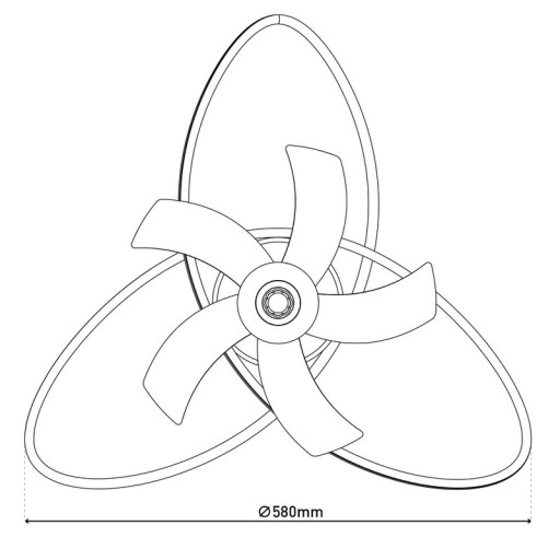 moderne LED Deckenleuchte "RICCIO" inklusive Ventilator, Nachtlichtfunktion, Dimmung und Lichttemperatureinstellung ist mit fest verbauten LEDs bestückt und hat einen ungefähren Øvon 58 cm.