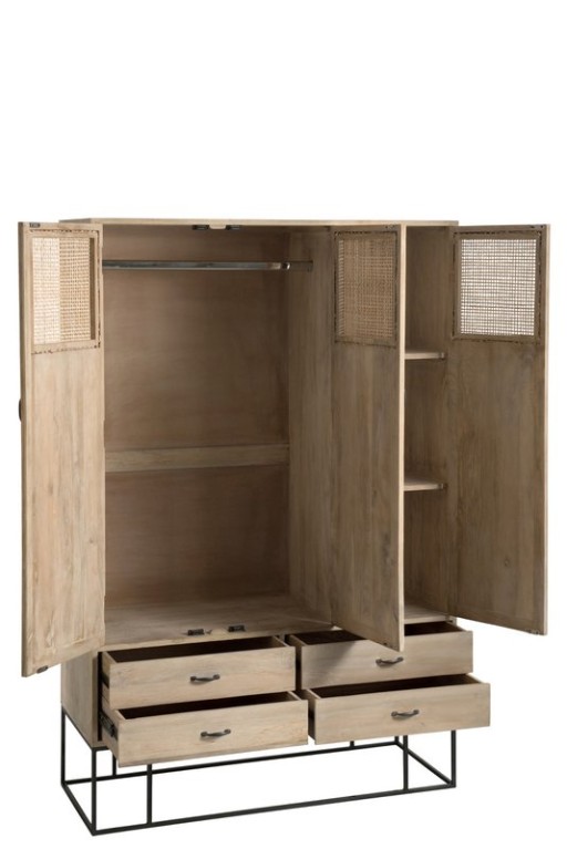 J-Line cabinet Woven - 3 doors + 4 drawers - wood - natural