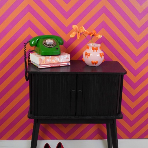 Vaas - Bloemvaaslinten - Dolomiet - Pink/oranje - 14,5x14,5x13cm